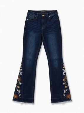 Prosperity High Rise Flare Jeans with Floral Embroidery - Size 27
